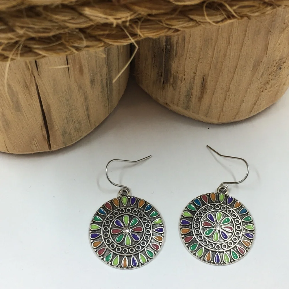 🔴 Multi Color Dangle Earrings - Picture 2 of 7